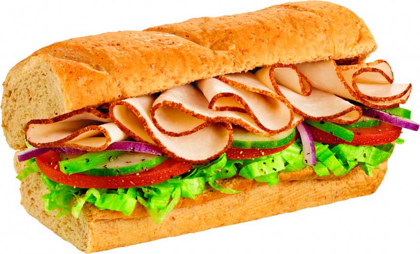 Шести дюймовый сендвич с индейской грудкой от Subway