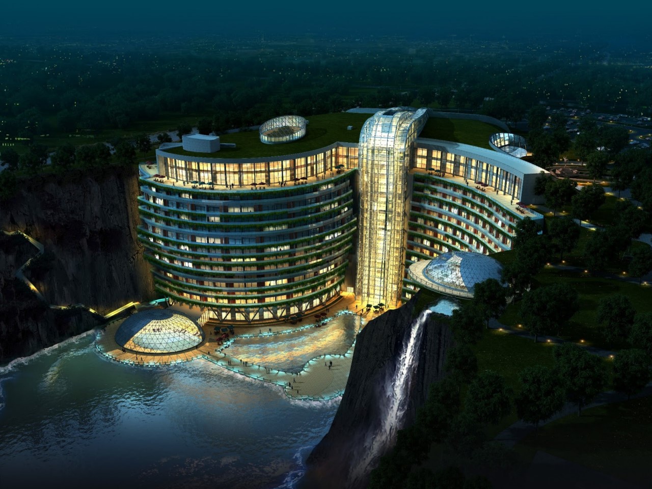 Огромный отель в огромной яме: Китайцы все таки открыли отель в яме — Songjiang InterContinental – На дне. Миллиардер Сюй Жунмао поместил пятизвездный отель в глубокий карьер | Миллиардеры