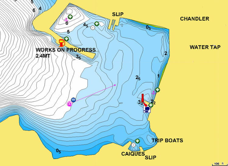 Открыть карту Navionics яхтенных стоянок в Муртосе. Ионическое море. Греция.