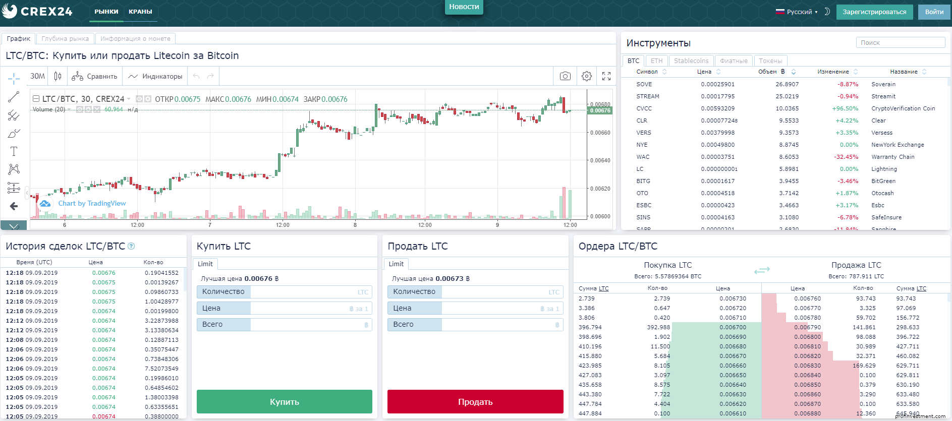 заработок на бирже Crex24