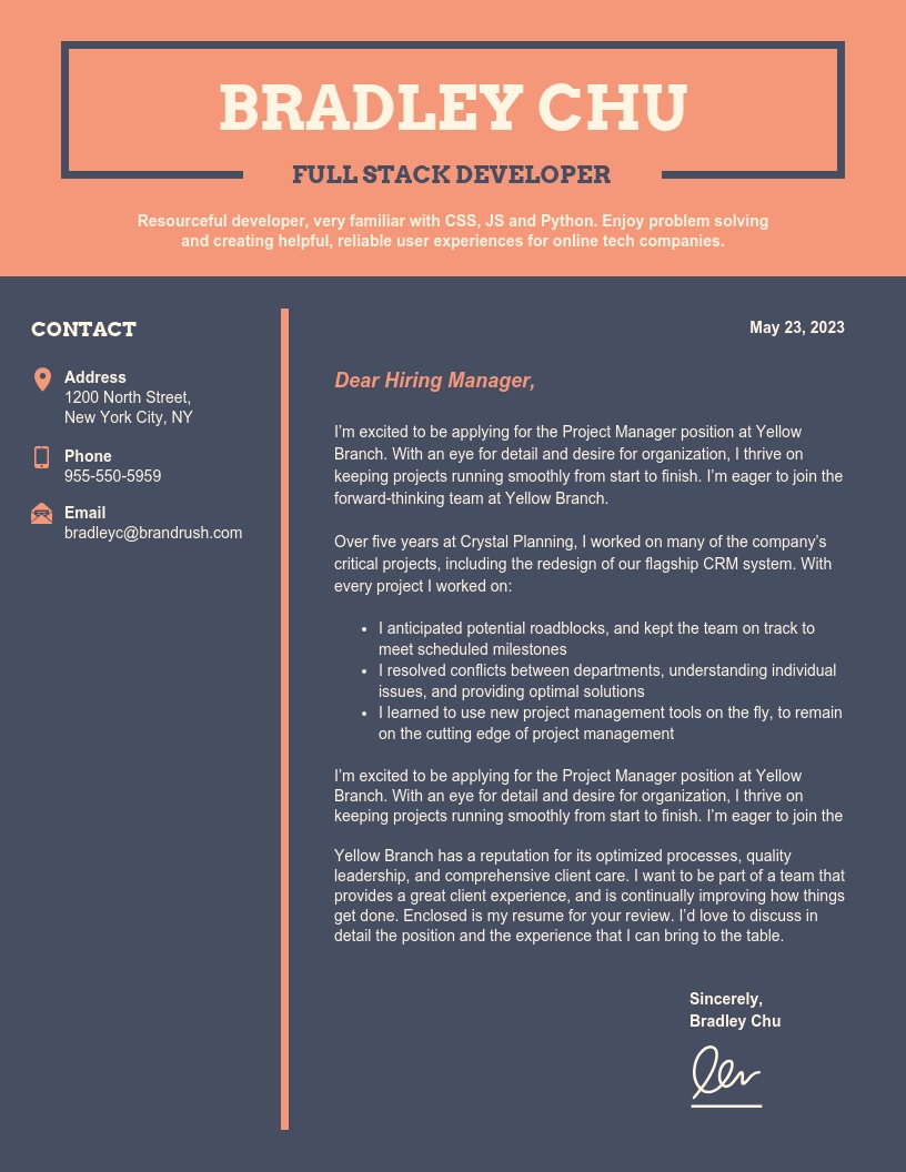 cover letter template