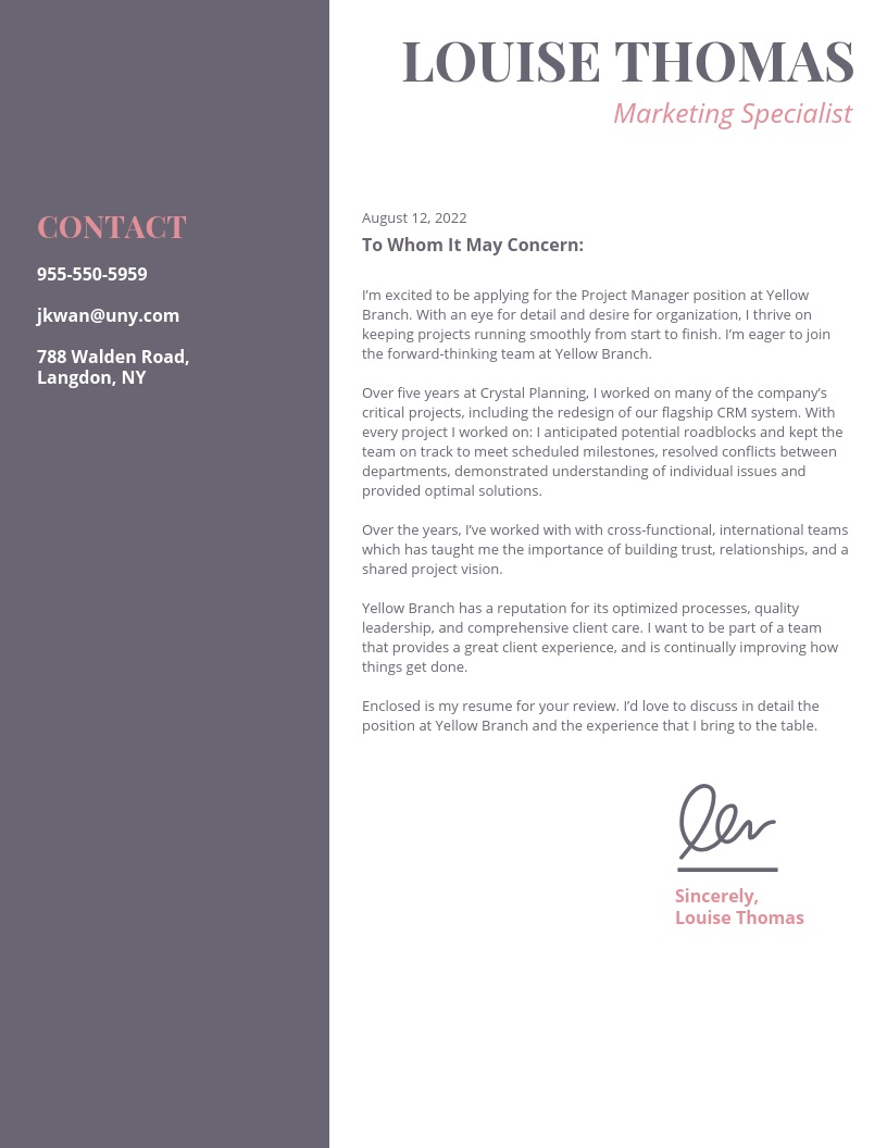 cover letter template