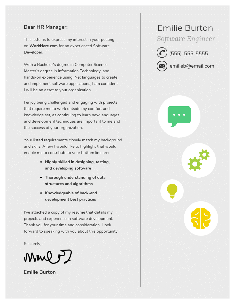 Professional Gray Cover Letter Template