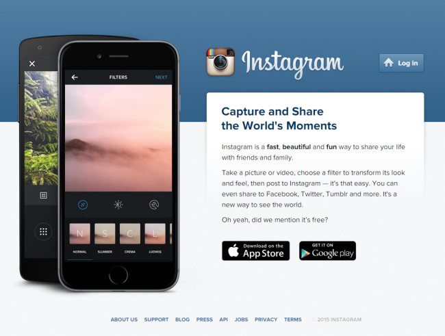 The Instagram homepage.